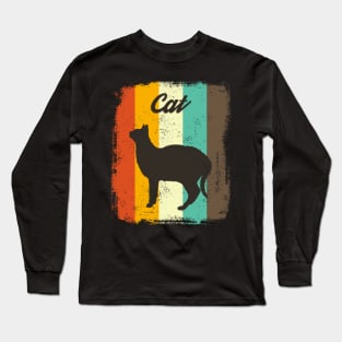 Cat Retro 70s Vintage Kitten Lover Gift Long Sleeve T-Shirt